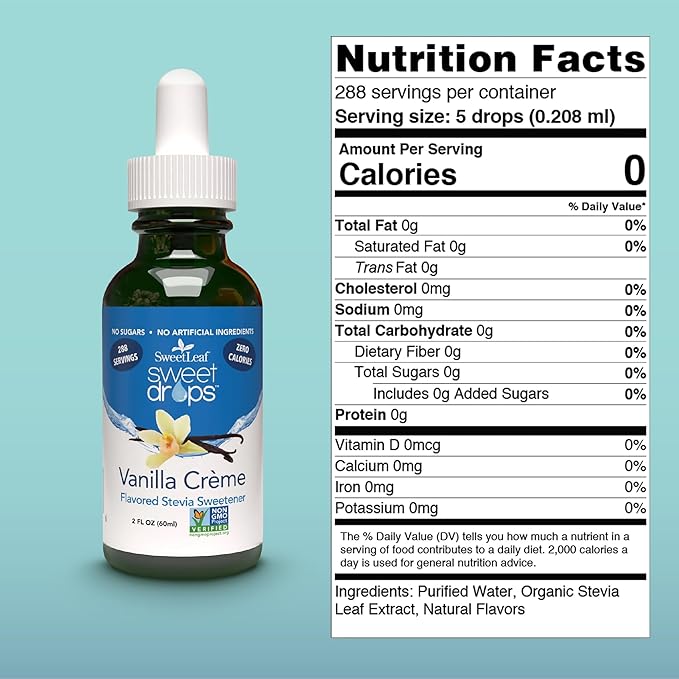 SweetLeaf Sweet Drops - Flavored Stevia Liquid Sweetener Organic Stevia Extract Zero Calorie Keto Friendly Non GMO Natural Flavor Sugar Alternative - Vanilla Creme 2 Fl Oz (Pack of 3)