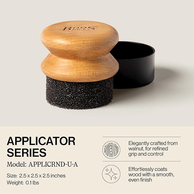 John Boos 2-Piece Care Set 16 oz Mystery Oil &amp Round Beechwood Applicator - All-Natural Maintenance Formula for Butcher Blocks Cutting Boards Wooden Countertops &amp Wood Utensils