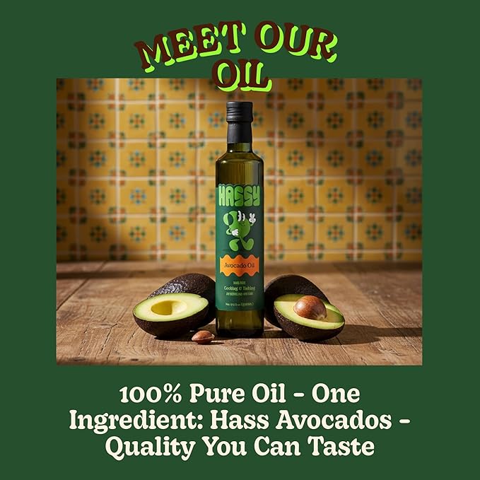 HASSY Avocado Oil 100% Pure  Cooking &amp Baking High Smoke Point Non-GMO Kosher  17.2 fl oz 510 ML - Created by Avocado Farmers – High-Heat Frying Grilling &amp Everyday Cooking - Keto &amp