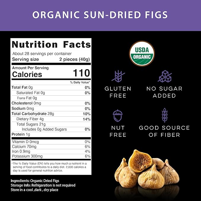 Biomey Organic Certified Sun-Dried Turkish Smyrna Figs 2.5 LBS | No Added Sugar - Unsulphured - Vegan Superfood Snack - Non-GMO - Healthy Superfood Snack - Product of Turkey