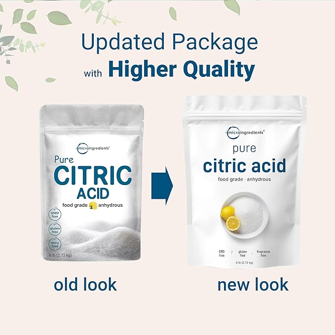 Citric Acid 6 Pounds Food Grade Fine Granular Powder | 100% Pure Concentrated Anhydrous Form | Natural Preservative + Great for Cooking Cleaning &amp DIY Bath Bombs | Non-GMO