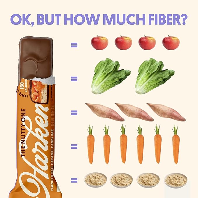 Harken Sweets The Nutty One Oat Milk Chocolate Candy Bars with Peanuts and Date Caramel Sweetened with Dates and No Sugar Added High Fiber Snack Gluten-Free Plant-Based 12 Bars