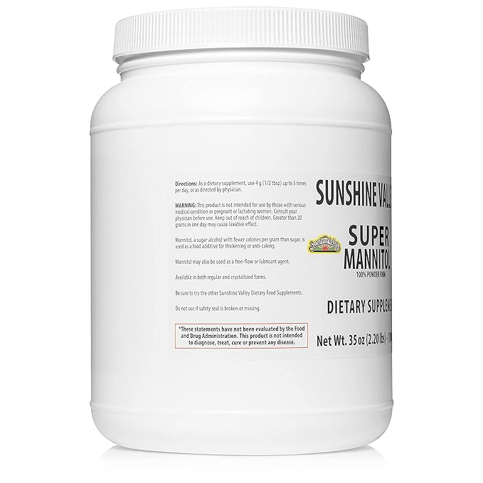 Sunshine Valley® Mannitol Powder – Sugar-Free Sweetener – Sugar Substitute for Coffee Tea &amp Recipes 35 oz