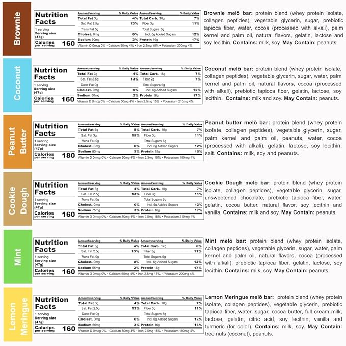 melō protein bars (6 count Sampler Pack)- high protein low sugar fluffy marshmallow-like center gluten free snack with no artificial sweeteners