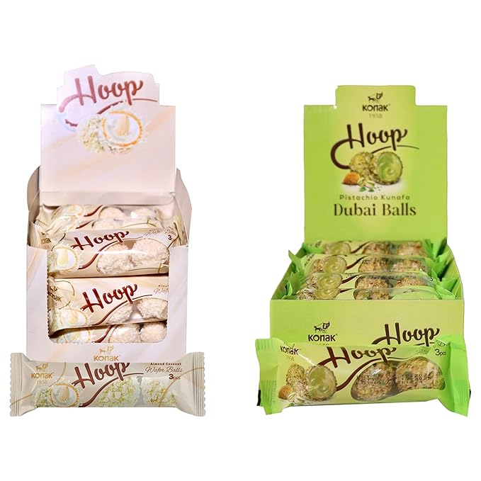 72 Dubai Chocolate Balls – 2 Flavors (36 Whole Almond Coconut &amp 36 Kunafa Pistachio) – Gourmet Gift Office Treat Friends Gathering – 24 Packs (27g each) – Total 22.86 Oz