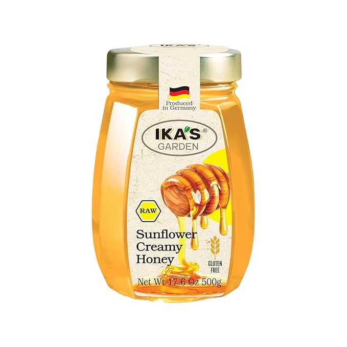 Ika's Garden Raw Sunflower Creamy Honey - 100% Pure Unfiltered Gluten-Free – Product of Germany 17.6 oz (500g) Jar [Pack of 12]