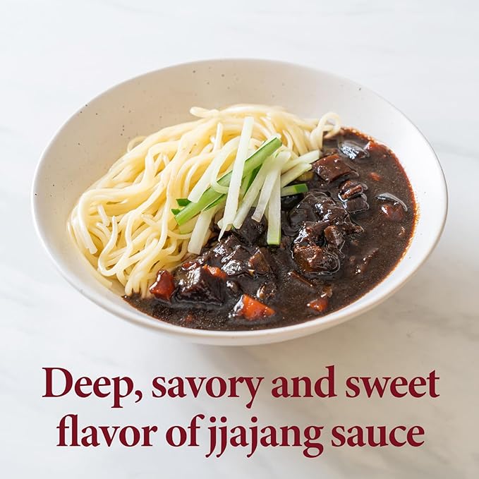 Wang Jjajangmyeon Black Bean Noodles Instant Bowl – Sweet Savory Black Bean Sauce Thick Chewy Noodles Microwave Meal Ready in 3 Minutes Pack of 1