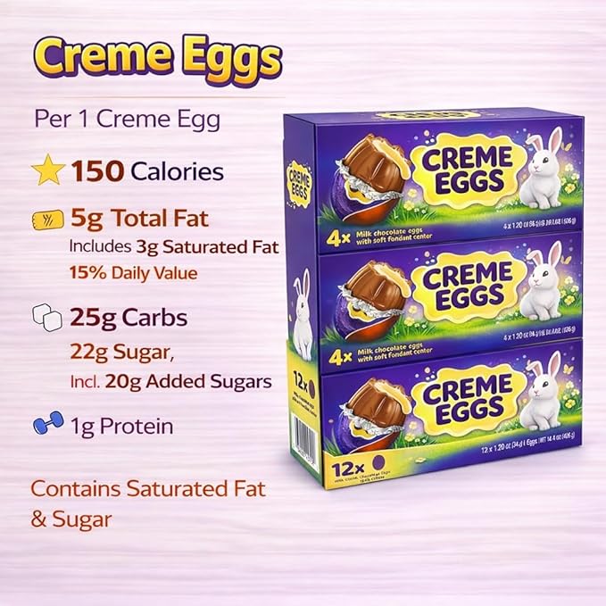 Easter Creme Eggs Milk Chocolate Candy 12 Individually Wrapped - Easter Hunt Basket Stuffer Filler Party Favor Gift 3 Box Packs (Each 4 Eggs)
