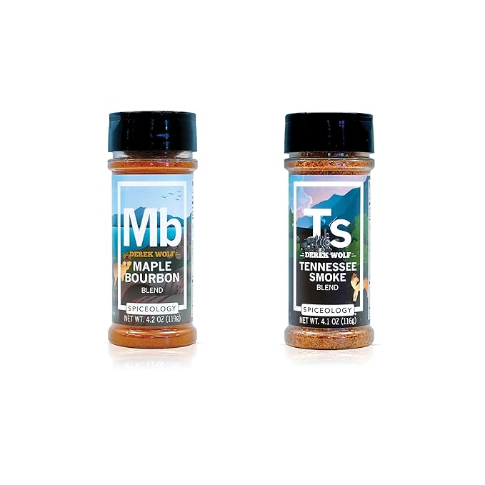 Spiceology – Derek Wolf Maple Bourbon &amp Tennessee Smoke BBQ Rub Bundle – Sweet &amp Smoky BBQ Seasonings for Ribs Brisket Chicken Pork Steak &amp More – Bold Southern-Inspired Grilling Flav