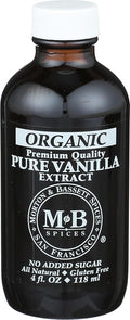 Morton &amp Bassett Organic Pure Vanilla Extract | Premium Bourbon Vanilla for Baking &amp Beverages | Gluten Free Salt Free Non-GMO | 4 fl oz Bottle