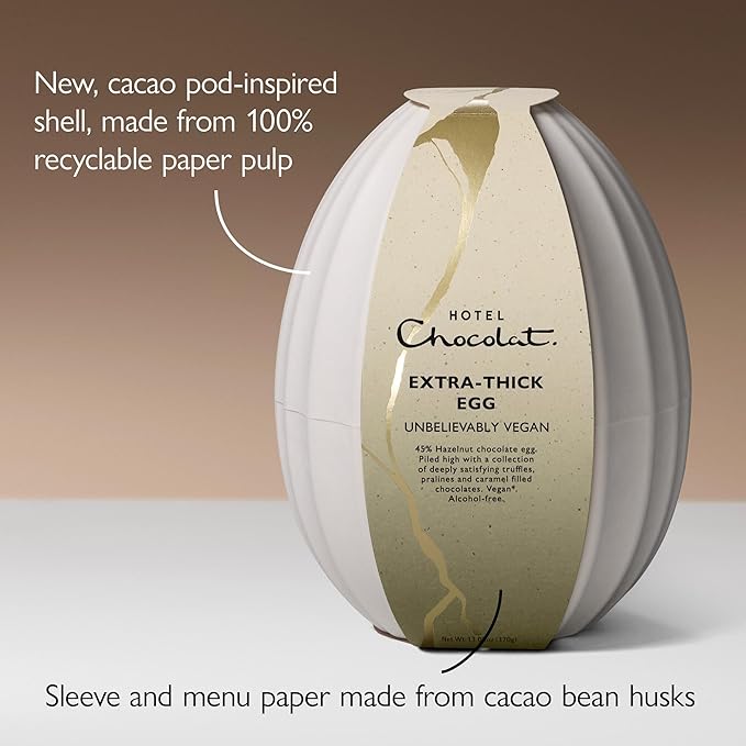Premium Vegan Chocolate Easter Egg 13.8oz – Extra Thick Gourmet Easter Candy Gift – Luxury Chocolate Egg – Hotel Chocolat