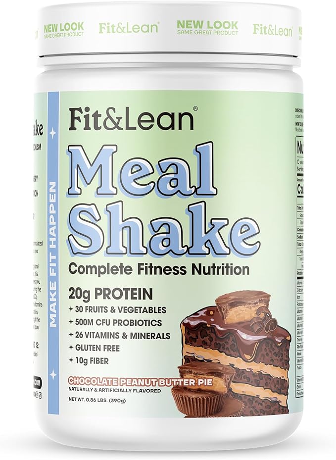 Fit &amp Lean Meal Shake Meal Replacement with Protein Fiber Probiotics and Organic Fruits &amp Vegetables Chocolate Peanut Butter Pie 1lb 10 Servings