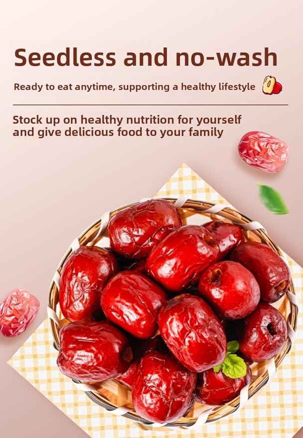 Pitted Premium Dates 500g Wash-Free Red Dates Natural Sweet &amp Plump 0 Additives Resealable Bag