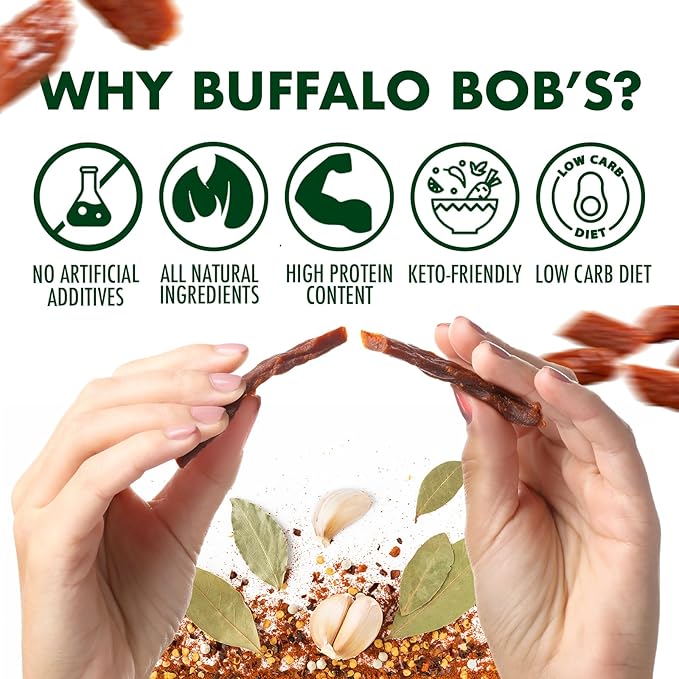 Buffalo Bob's Wild Game Meat Snacks (1oz Stick 15 Pack) Exotic Variety Assortment Sampler Gift for Men/Dad Stocking Stuffer Adventure Enthusiast