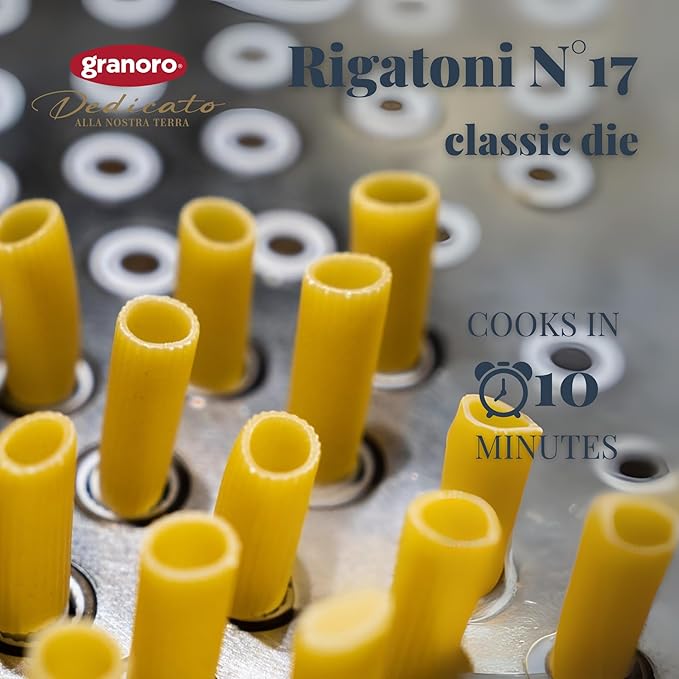 Granoro Dedicato Rigatoni #17-Authentic Italian Pasta Made from 100% Puglia Durum Wheat Semolina Non-GMO Vegan 1 lb Bags (Pack of 4)