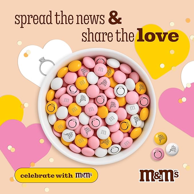 M&ampM’S WORLD Engagement Party M&ampM’S Chocolate Candy 2 lb Bag – Romantic Mix for Wedding Events Bridal Showers Candy Buffets Table Decor or Engagement Celebration Favors