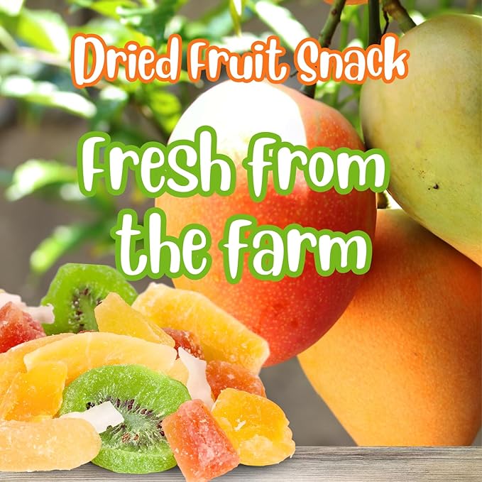 Tropical Deluxe Dried Mixed Fruit - by Its Delish 10 Lbs Bulk Bag | Healthy Snacks for Adults | Fresh Snack Mix Dry Fruit | Pineapple Mango Papaya Guava Coconut Kiwi Cantaloupe Medley | Vegan Kosher
