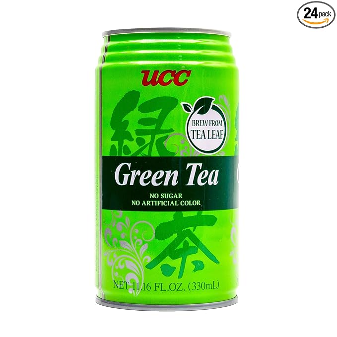 UCC Japanese Green Tea Drink 11.1-Ounce Cans Pack of 24 No Sugar No Artificial Flavors or Coloring Refreshing Canned Beverage Authentic Taste Perfect Healthy Drink