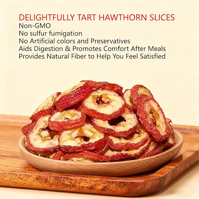 DABC OAK LAND Hawthorn Slices Hollow Circle Seedless 100% Natural Sun-Dried Hawthorn Fruit Hawthorn Berries for Tea 山楂干 山楂果茶 山楂片 Natural Herbal Tea for Digestion 8OZ/Bag