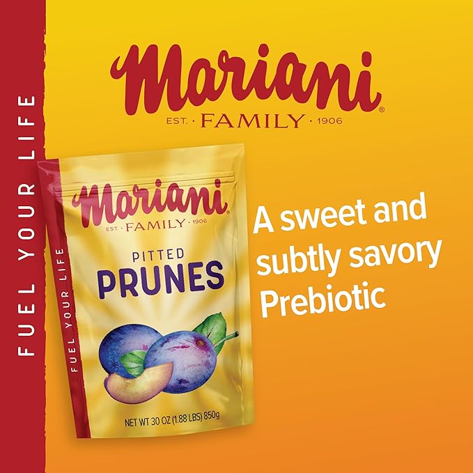 Mariani Pitted Dried Prunes No Sugar Added 30 Ounces (Pack of 1) - Resealable Bag
