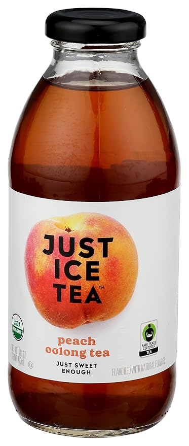 Eat The Change Just Ice Tea Organic Peach Oolong Tea Kosher 16 Fluid Ounces (Pack Of 12)