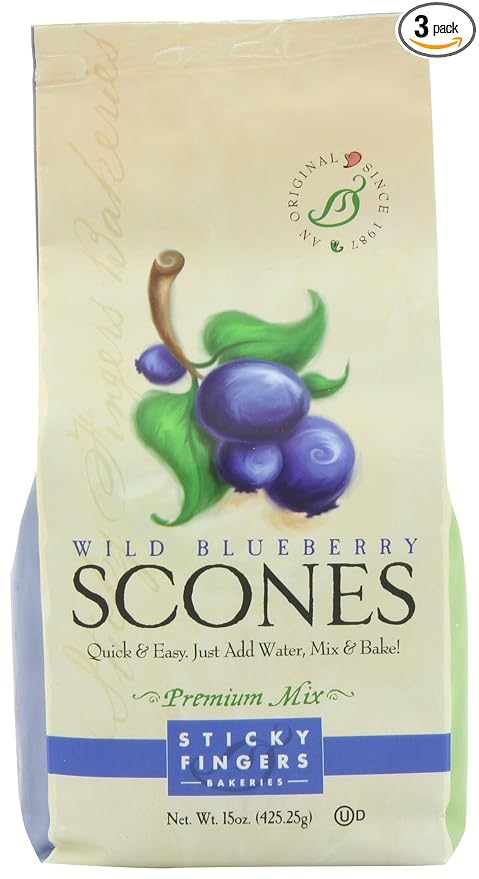 Sticky Fingers Wild Blueberry Scone Mix 15-Ounces (Pack of 3)
