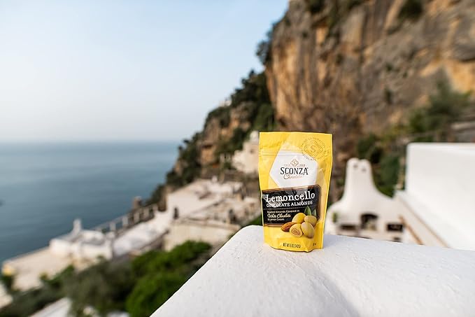 Sconza Lemoncello Lemon Cream &amp White Chocolate Almonds | Inspired by Italy's Lemon Groves | Made in the USA | Pack of 3 (5 Ounce Each)