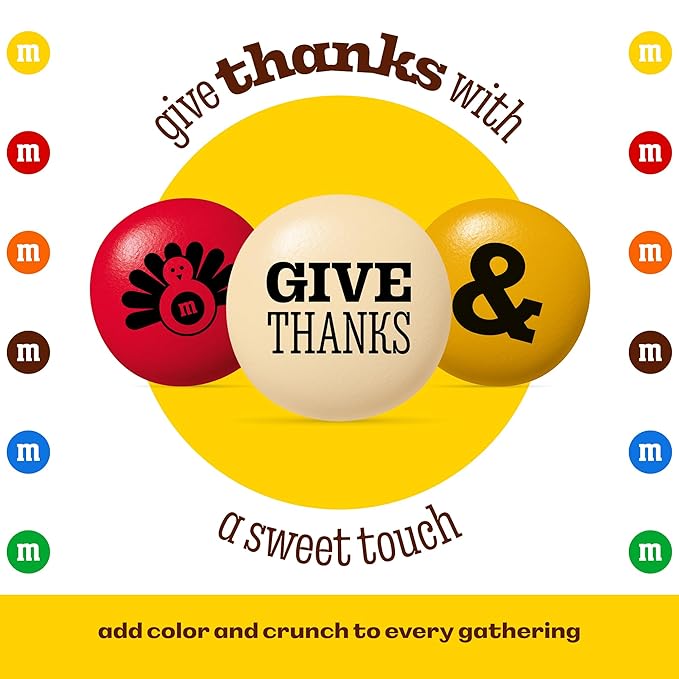 M&ampM'S Thanksgiving Candy Favors Set of 30 Mini Chocolate Pouches for Kids Turkey-Themed Snack Bags for Fall Table Decor Office Gifts Classroom Treats Dessert Buffets and Party Favors