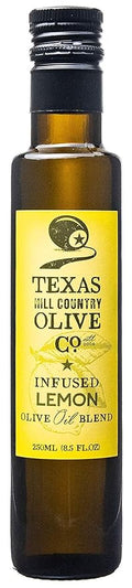 Texas Hill Country Olive Co Lemon Infused Olive Oil - Cold Pressed Gourmet EVOO Olive Oil - Great for Dressing Dipping Marinade - No Artificial Flavors or Added Sugar - Made in Texas (8.5 oz)