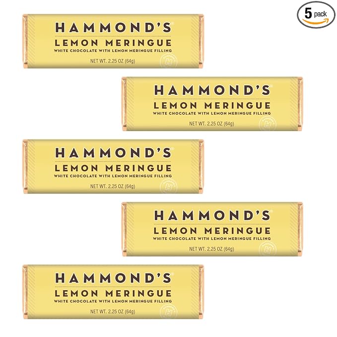 Hammond's Candies Gourmet Chocolate Candy Bars Lemon Meringue 2.25 oz Pack of 5