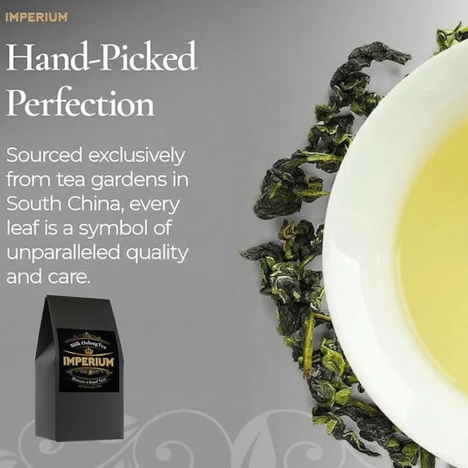 Imperium Milk Oolong Tea Loose Leaf (4oz) Hand-Picked Premium Chinese Oolong Brews 100 Cups Natural Beverage for Everyday Serenity Velvety Smoothness and Creamy Undertones Transcendent Taste