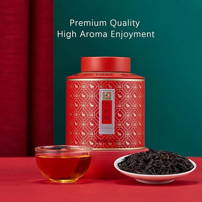 BAMATEA Premium Da Hong Pao Oolong Tea Loose Leaf - Fujian Wuyi Rock Oolong Tea Dahongpao Big Red Robe - High Mountain Chinese Tea 1.76oz (50g)