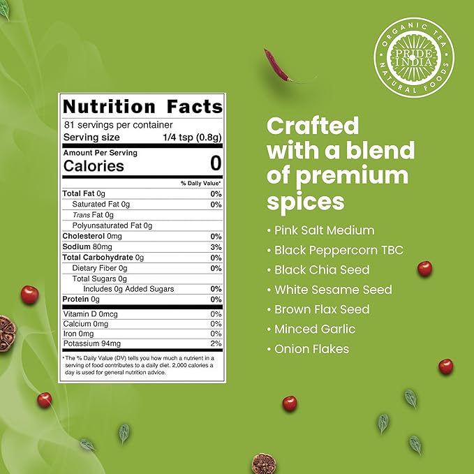 PACK of 6 - Breakfast Seasoning 2.3 oz (65 gm) w/Convenient Dual Sifter Cap Sweet Spicy Taste |For Baggles Scramble Sausages Burrito Pancakes | Non Bioengineered Vegan Gluten Free by Pride of India