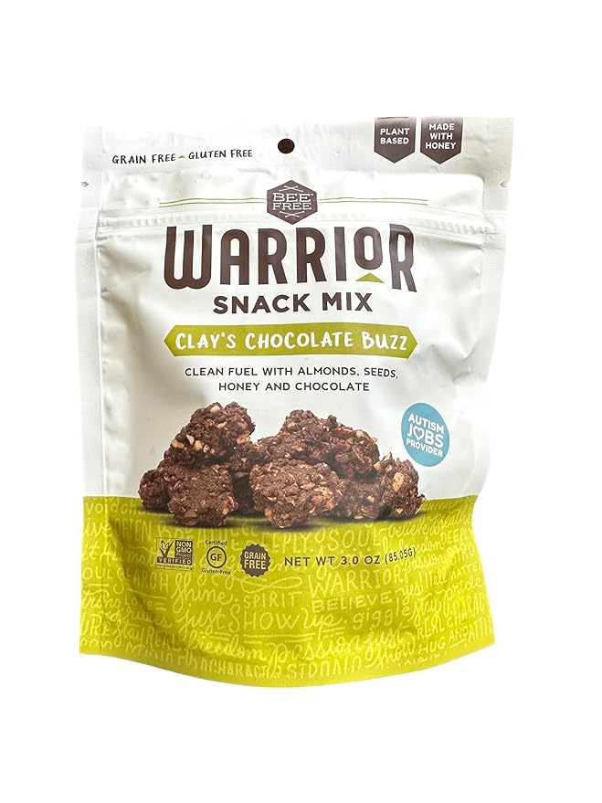 BeeFree Warrior Mix Granola | Gluten Free Grain Free Paleo Clay's Chocolate Buzz 3 Ounce Bag 6 case