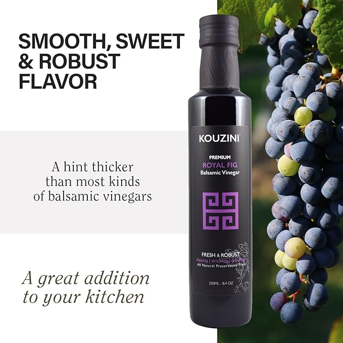 Kouzini Ultra Premium Royal Fig Balsamic Vinegar Aged Balsamic Vinegars from Modena Italy Premium Smooth &amp Full-Bodied Flavor 250ml Bottle