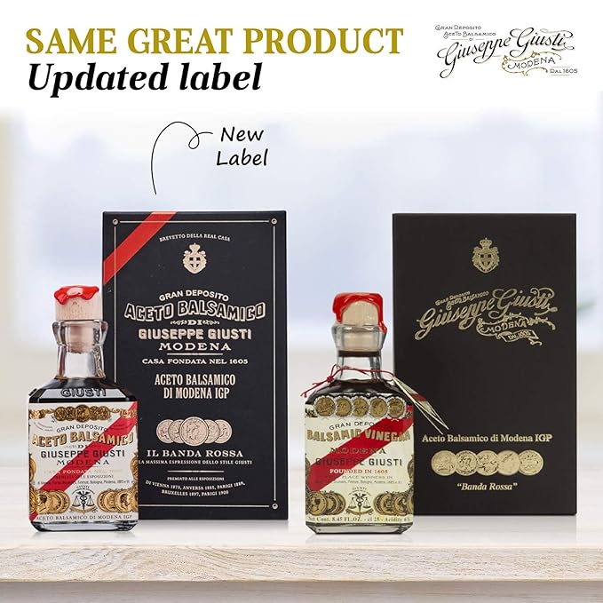 Giusti Premium Balsamic Vinegar of Modena IGP – 5 Gold Medals Italian Aceto Balsamico di Modena in a Luxurious Gift Box Thick Rich &amp Balanced Gourmet Condiment for Finishing – 8.45 fl oz (250 ml