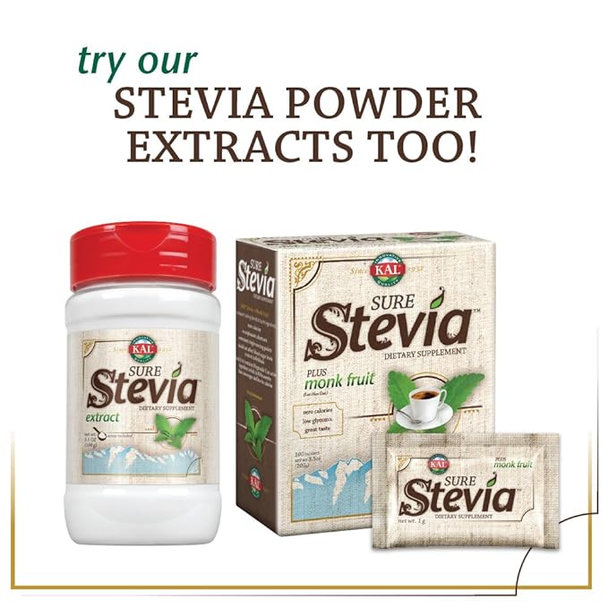 KAL Sure Stevia Extract Zero Calorie Sweetener Low Carb Plant Based Liquid Stevia Drops Great Taste Zero Sugar Low Glycemic &amp Perfect for a Keto Diet 60-Day Guarantee Approx. 1555 Servings