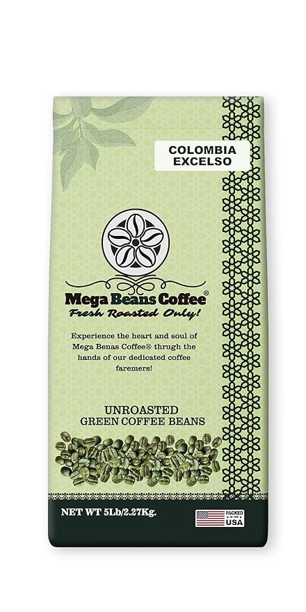 Colombia Ixtapa Excelso Unroasted Green Coffee Beans Mega Beans Coffee 100% Arabica (5LB)