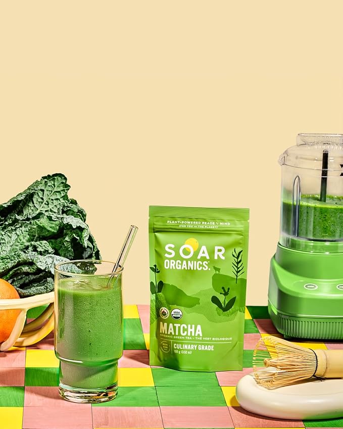 Soar Organics - Culinary Grade Matcha Green Tea Powder - Authentic Japanese Origin - For Lattes Smoothies &amp Baking (3.52 oz)
