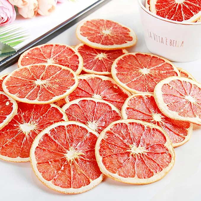 Queenbox 1.7oz Freeze Dried Sliced Fruit Grapefruit Natural Dehydrated Fruit Vegan Food Emergency Healthy DIY Snack for Sweet &amp Tart Iced/Hot Tea
