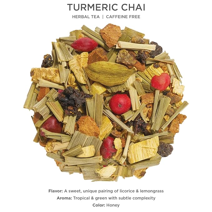 Tea Forte Turmeric Chai Premium Loose Leaf Caffeine-Free Herbal Tea Blend Canister Makes 35-50 Cups