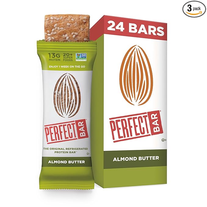 Perfect Bar Original Refrigerated Protein Bar Almond Butter 2.5 Ounce Bar 8 Count (Pack of 3)