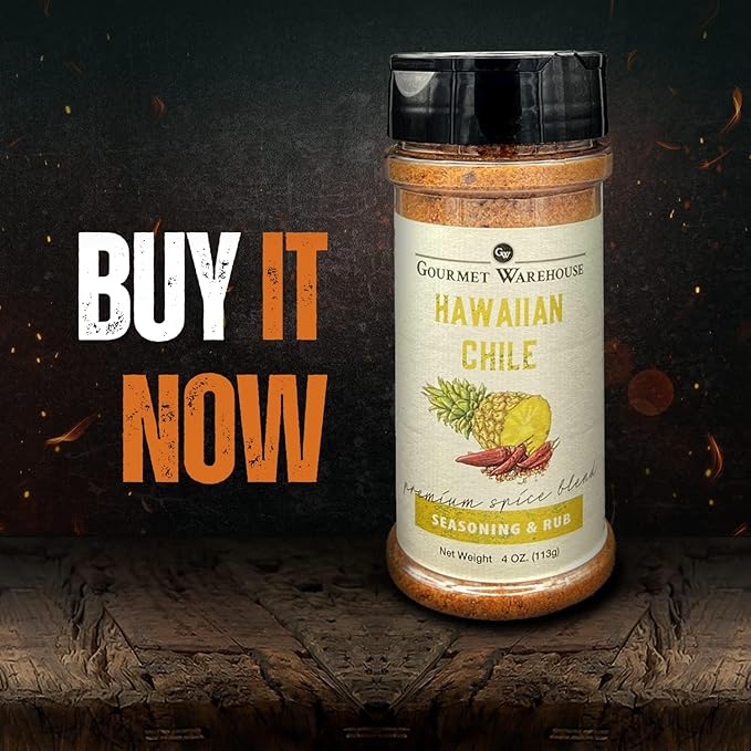 Gourmet Warehouse Hawaiian Chile Spice Rub Gluten Free No MSG No HFCS 4 Ounces (Pack of 3)