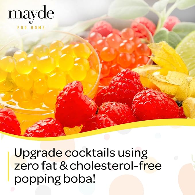 Mayde Popping Boba Pearls for Drinks Desserts &amp Breakfast Bowls (Lemon Flavor 7 Pounds)