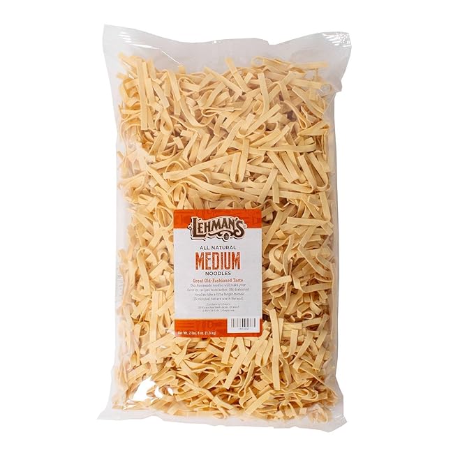 Lehman's Homemade Egg Noodles All Natural USA Made Amish Pasta Case of Four Big 40 oz Bags Medium .25 inch Width