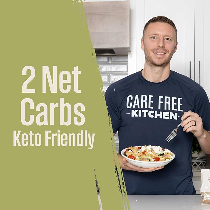 Care Free Kitchen Plain 3-Pack (8 oz. Bags) Rotini Keto Pasta Noodles 20g High Protein Low Carb 2g Net Carbs 26g High Fiber