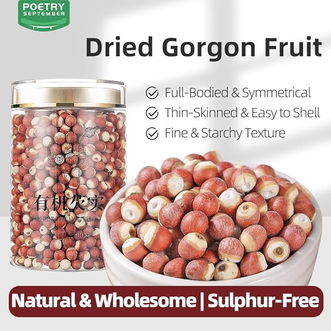 Northern Dried Gorgon Fruit in Resealable Stay | 500g / 17.6oz | PoetrySeptember Fox Nut Euryale Ferox Seeds Perfect for Soups &amp Congee Premium Small Grain Hand-Selected Sulphur-Free 中国有机芡实