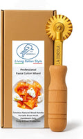 La Gondola Homemade Pasta Cutter - Festooned Wheel | Italian Pasta Making Tool for Home and Business | Brass &amp Natural Wood | Safe &amp Easy to Use Pasta Cutting Tool | Ravioli Cutter Made in Ita