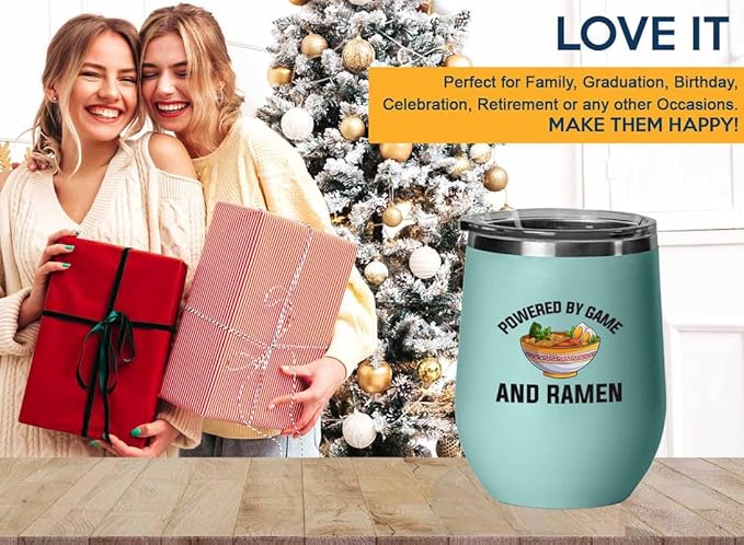 Ramen Lover Teal Edition Wine Tumbler 12oz - Powered by game - Food Lovers chicken pumpkin vegan pantry spicy noodles