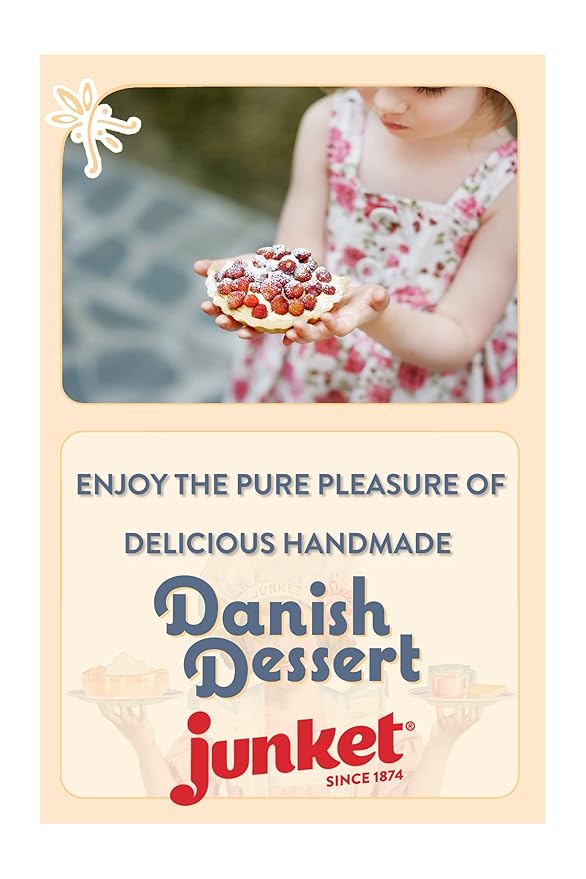 Junket Danish Dessert Strawberry Mix - for Strawberry Pie Filling Cheesecake Topping Sauces Puddings and Glazes. Easy! Add Water Heat 60 Seconds Add Fresh Fruit - Enjoy! 4.75 Ounce (Pack of 12)
